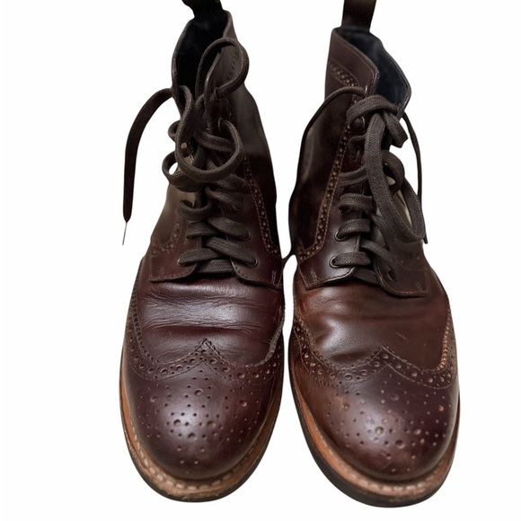 Thursday Boot Company Men\'s Dark Brown Leather Chukka Brogue Boots, pre-owned main image 4